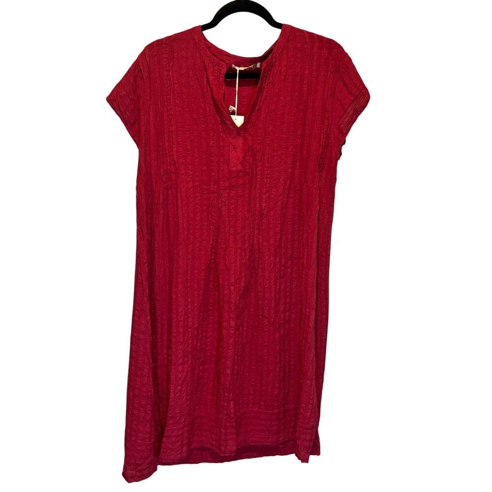 Dolma NWT Maroon Dobby Short Sleeve Midi Dress - size Large